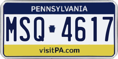PA license plate MSQ4617