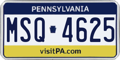 PA license plate MSQ4625