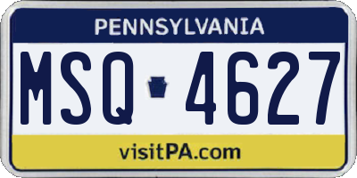 PA license plate MSQ4627