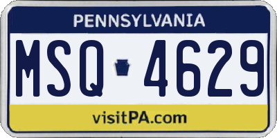 PA license plate MSQ4629