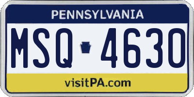 PA license plate MSQ4630