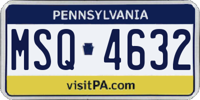 PA license plate MSQ4632
