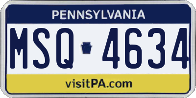 PA license plate MSQ4634