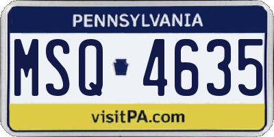 PA license plate MSQ4635