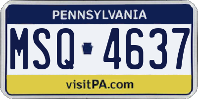 PA license plate MSQ4637