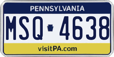 PA license plate MSQ4638