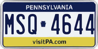 PA license plate MSQ4644