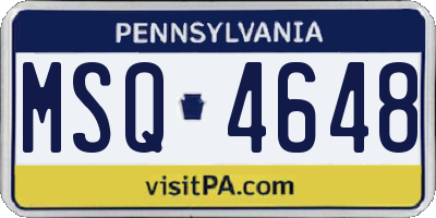 PA license plate MSQ4648