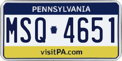 PA license plate MSQ4651