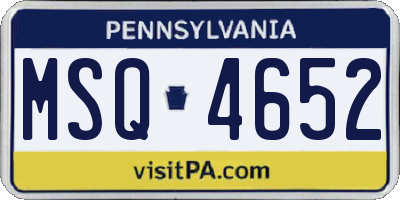 PA license plate MSQ4652