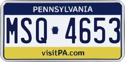 PA license plate MSQ4653