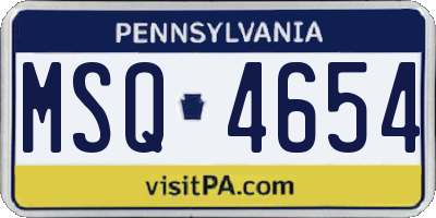 PA license plate MSQ4654