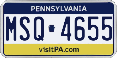 PA license plate MSQ4655