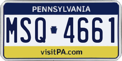 PA license plate MSQ4661