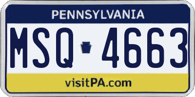 PA license plate MSQ4663