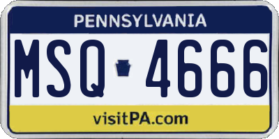 PA license plate MSQ4666