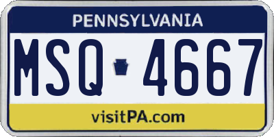 PA license plate MSQ4667