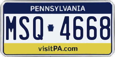 PA license plate MSQ4668