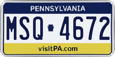 PA license plate MSQ4672