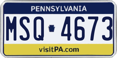 PA license plate MSQ4673