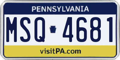 PA license plate MSQ4681
