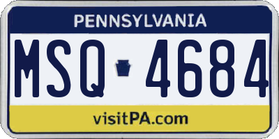 PA license plate MSQ4684