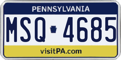 PA license plate MSQ4685