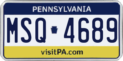 PA license plate MSQ4689