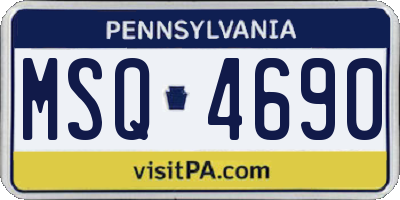 PA license plate MSQ4690