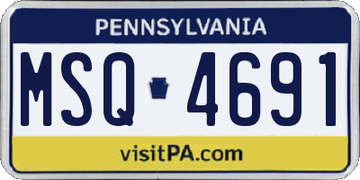 PA license plate MSQ4691