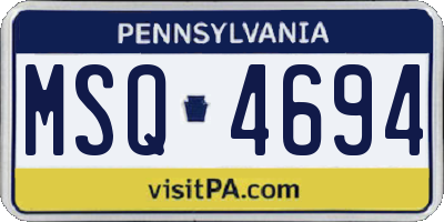 PA license plate MSQ4694