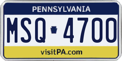 PA license plate MSQ4700