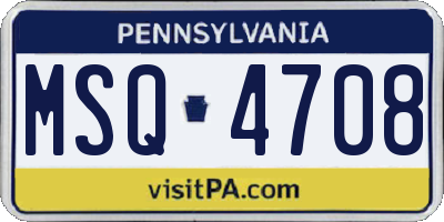 PA license plate MSQ4708