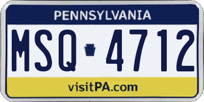 PA license plate MSQ4712