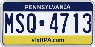 PA license plate MSQ4713