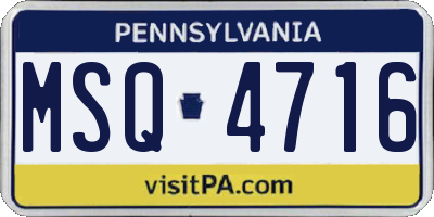 PA license plate MSQ4716