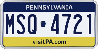 PA license plate MSQ4721