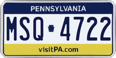 PA license plate MSQ4722