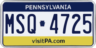 PA license plate MSQ4725