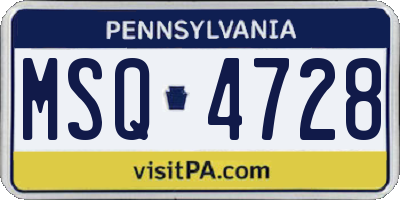 PA license plate MSQ4728