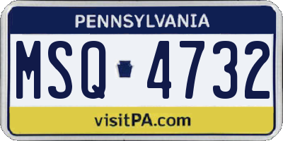 PA license plate MSQ4732