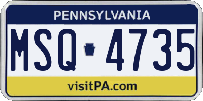 PA license plate MSQ4735