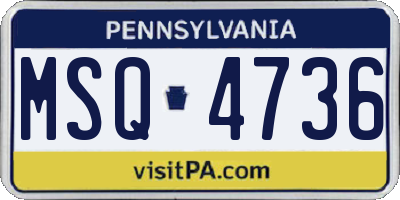 PA license plate MSQ4736