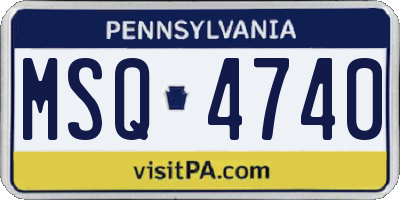 PA license plate MSQ4740