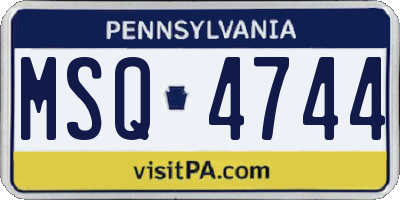 PA license plate MSQ4744