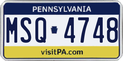 PA license plate MSQ4748