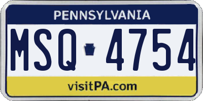 PA license plate MSQ4754