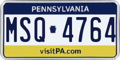 PA license plate MSQ4764