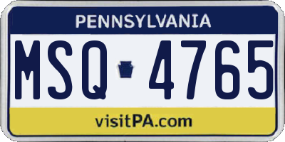 PA license plate MSQ4765