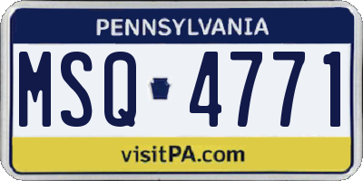 PA license plate MSQ4771